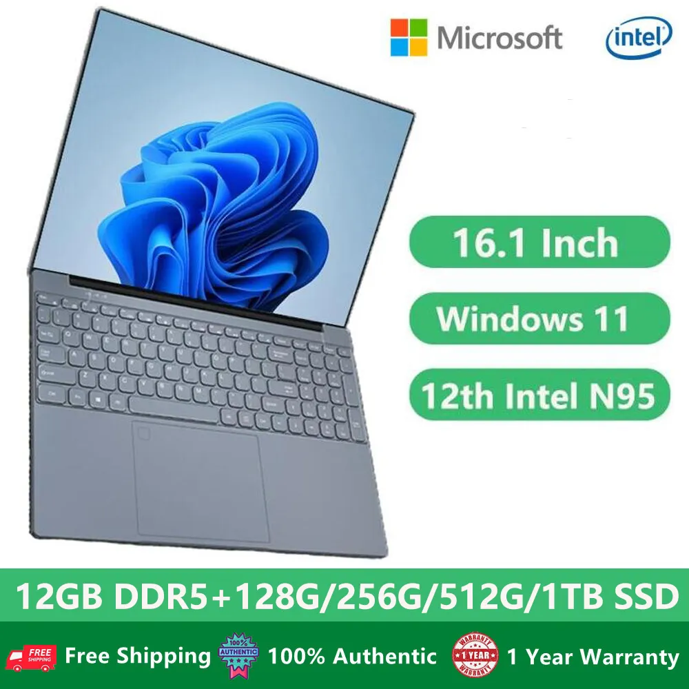 Ноутбук AKPAD Intel Celeron 12Th N95, Windows 10 11 Pro, офисный ноутбук с Bluetooth, 16 ГБ DDR4, 16-дюймовый 1920x120 0 IPS нетбук, 2023