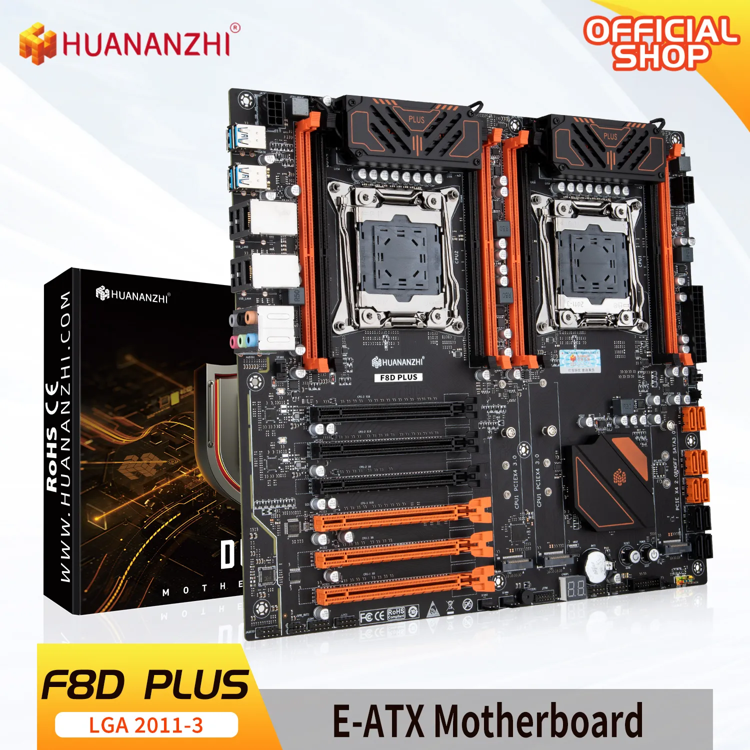 Материнская плата HUANANZHI X99 F8D PLUS LGA 2011-3 XEON X99 с двумя процессорами и поддержкой Intel XEON E5 V3 V4 DDR4