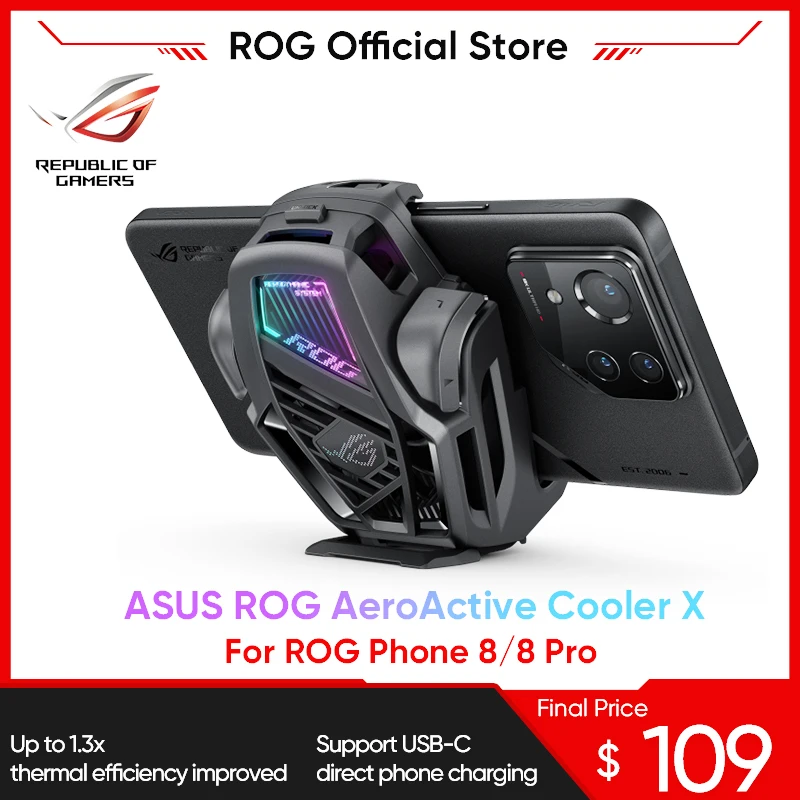 Охладитель для телефона Asus ROG AeroActive, подставка для телефона ROG Phone 7 Series 6/6D/ 5/ROG, игровые аксессуары для телефонов