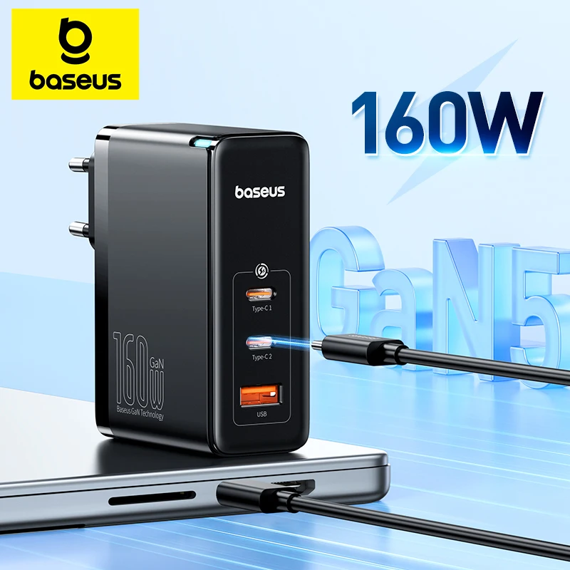 Устройство зарядное сетевое Baseus 160 Вт с USB-портами и поддержкой быстрой зарядки