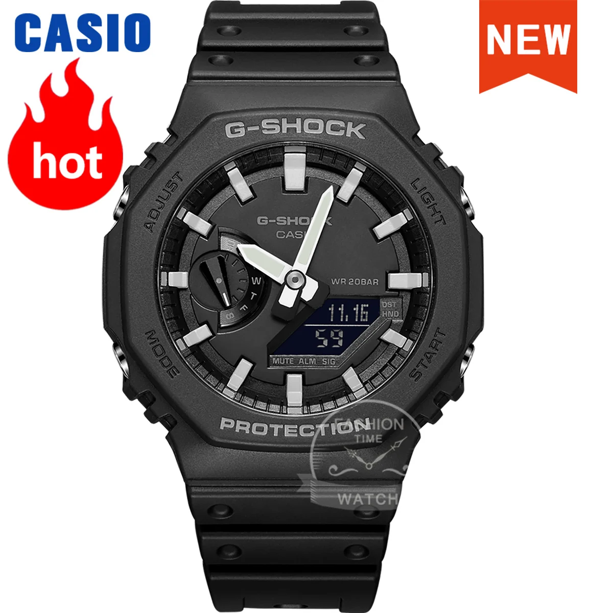 Часы Casio g shock мужские, Роскошные водонепроницаемые кварцевые цифровые в стиле милитари, для дайвинга, GA2100