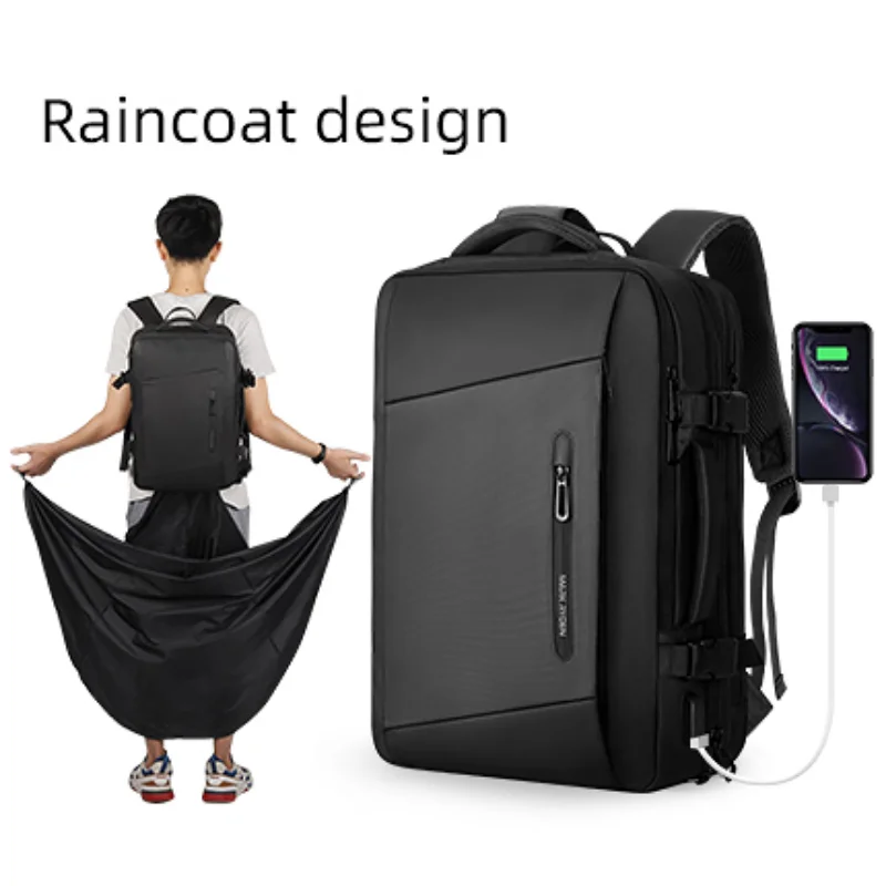 Рюкзак-дождевик мужской для ноутбука 17 дюймов, многослойная Вместительная дорожная сумка с USB-подзарядкой и защитой от кражи