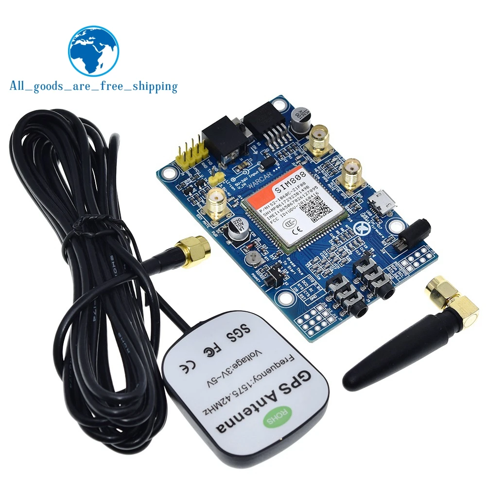 TZT SIM808 вместо SIM908 модуля GSM GPRS GPS макетная плата IPX SMA с GPS антенной, доступная для Raspberry Pi