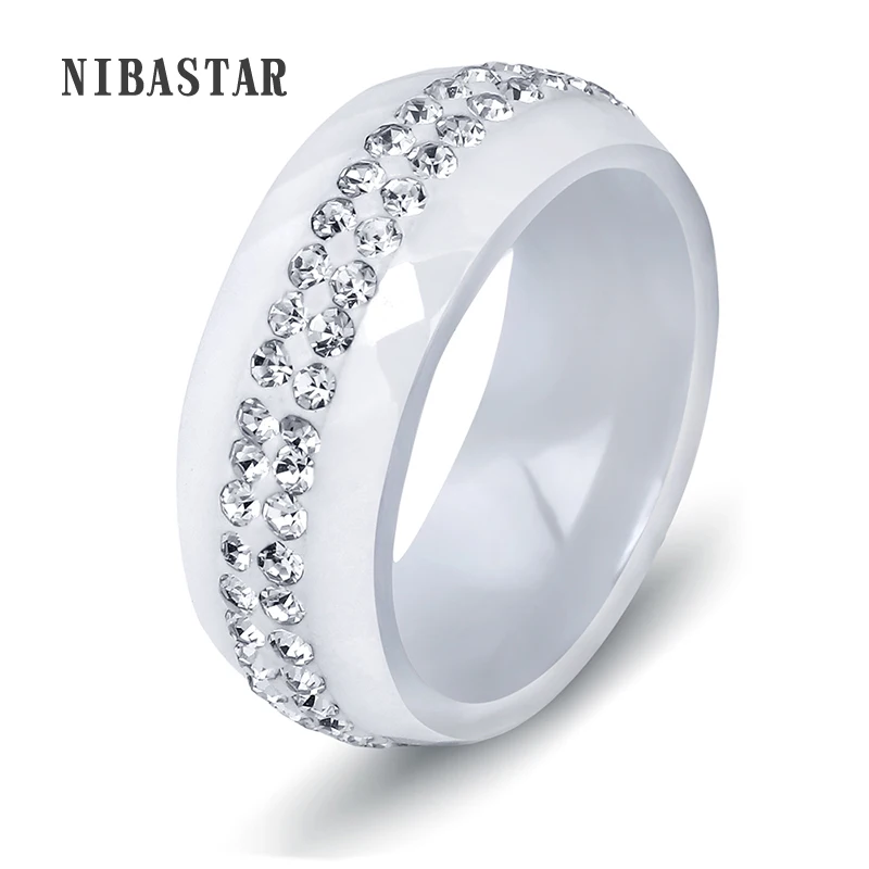Высококачественные черно-белые простые Стильные керамические кольца с кристаллами для женщин