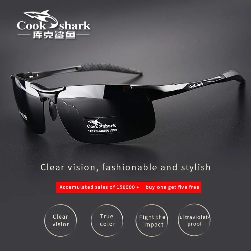 Cook Shark's новые алюминиевые магниевые солнцезащитные очки мужские солнцезащитные очки HD поляризованные водительские цветные очки