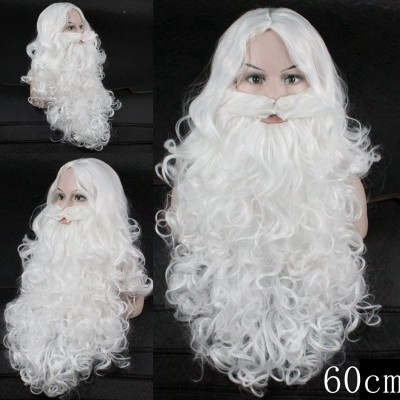 Рождественский подарок парик Санта Клауса и бороды синтетические волосы короткие косплей парики для мужчин белые аксессуары для волос Санта борода