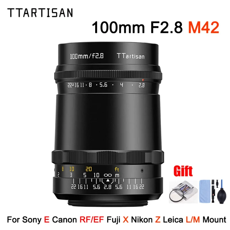 Объектив для камеры TTArtisan 100 мм f2.8 M42 Bubble Bokeh с полной рамкой и большой диафрагмой для Sony E Canon RF/EF Fuji Nikon Z Leica L/M Mount