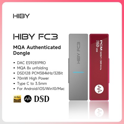 HiBy FC3 HiFi без потерь USB декодирование наушников Deskstop DAC аудио усилитель DSD128 MQA 3,5 мм выход для Android iOS Mac Windows10