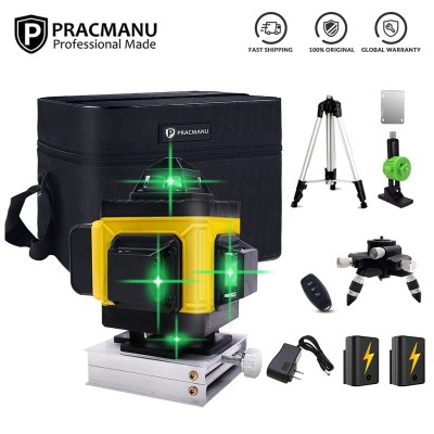 Pracmanu 16 линий 4D лазерный уровень 360 ° горизонтальный и вертикальный крест зеленые линии автоматическое самонивелирующееся приложение дистанционное управление