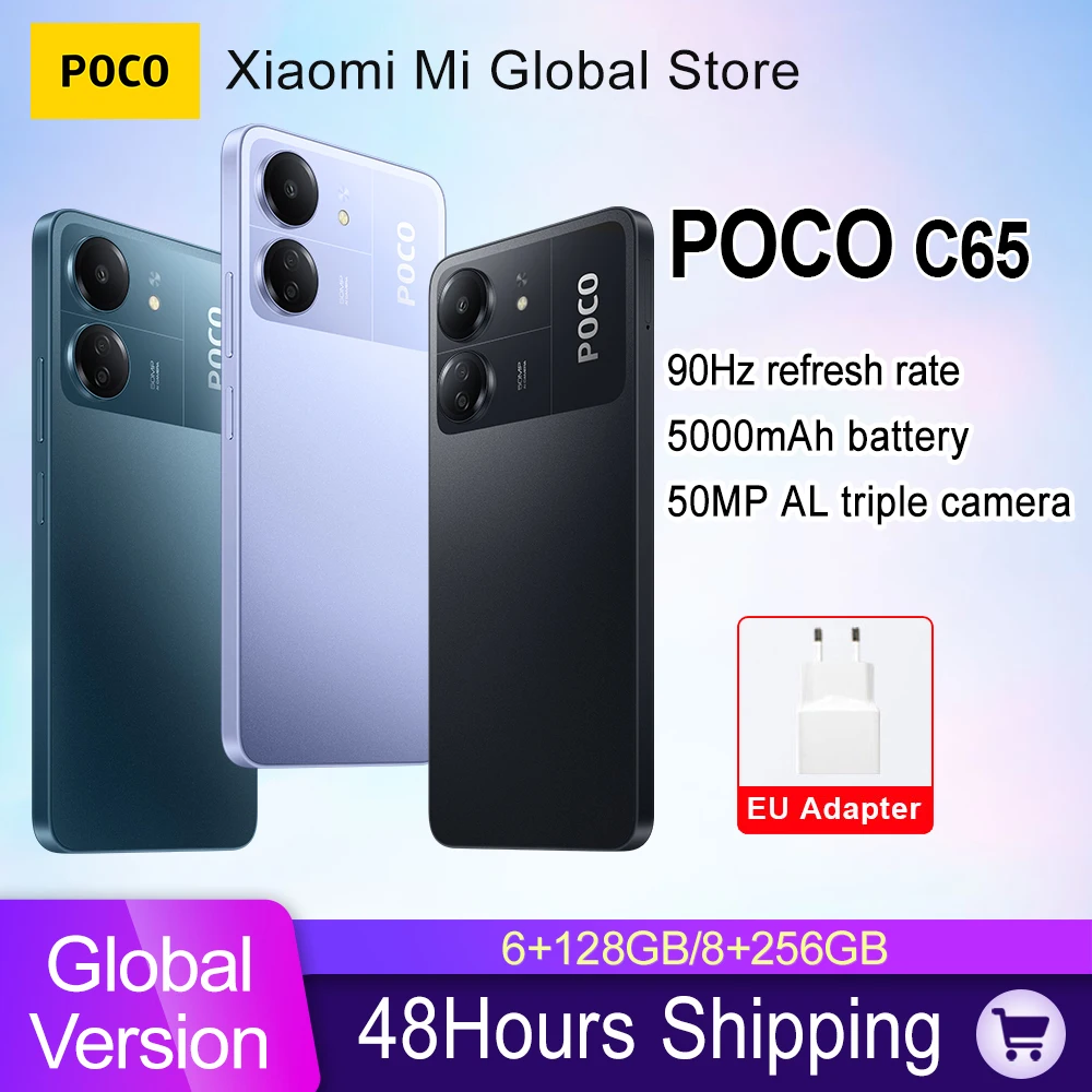 Смартфон Xiaomi POCO C65 глобальная версия Helio G85 с низким синим светом 6,74 дюйма IPS ЖК-экран 90 Гц частота обновления 18 Вт зарядка
