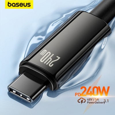 Кабель Baseus 240 Вт USB Type C для Realme Samsung S23 Huawei PD3.1 Supercharge 5A, быстрое зарядное устройство Type C для Macbook, ПК