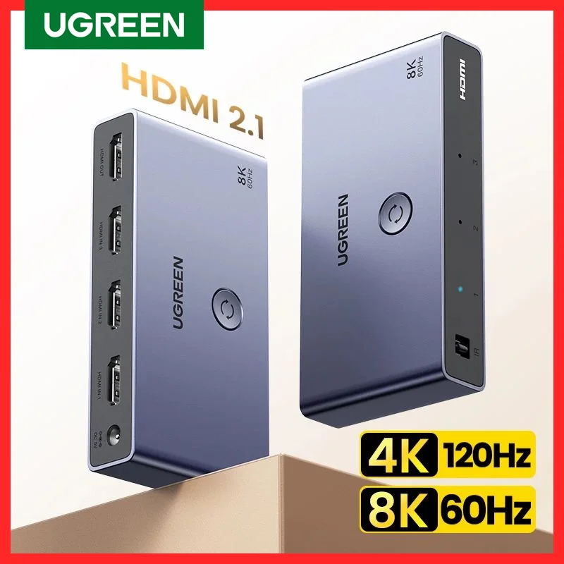 UGREEN HDMI 2,1 2,0 8K переключатель 3 в 1 выход с пультом дистанционного управления 8K @ 60Hz, 4K @ 120Hz конвертер сплиттер переключатель для Xbox PS5 мониторов