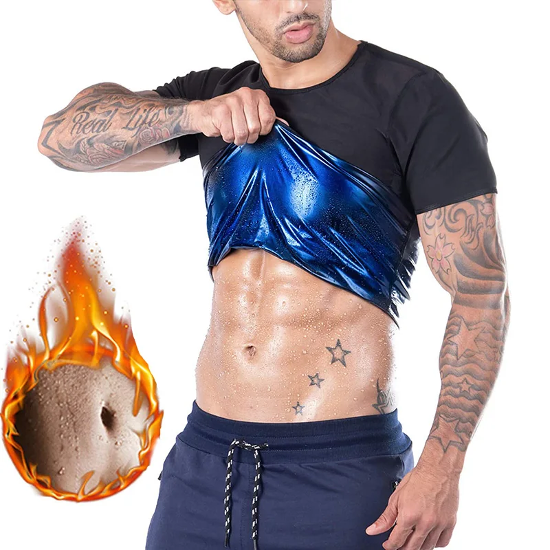 Мужская футболка-сауна, тренировочная футболка для талии, мужские подложки для сжигания жира, утягивающие тренировки, формирующие тело, ко