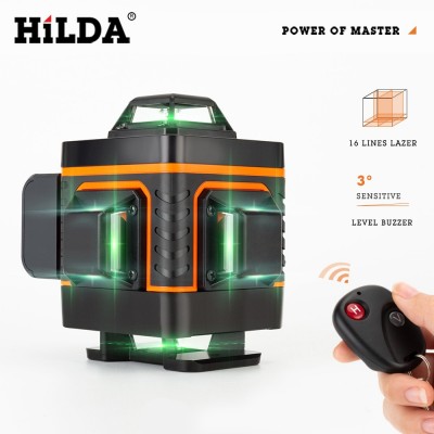 HILDA 12/16 линии 3/4D лазерный уровень самонивелирующийся 360 горизонтальный и вертикальный крест супер мощный зеленый лазерный уровень