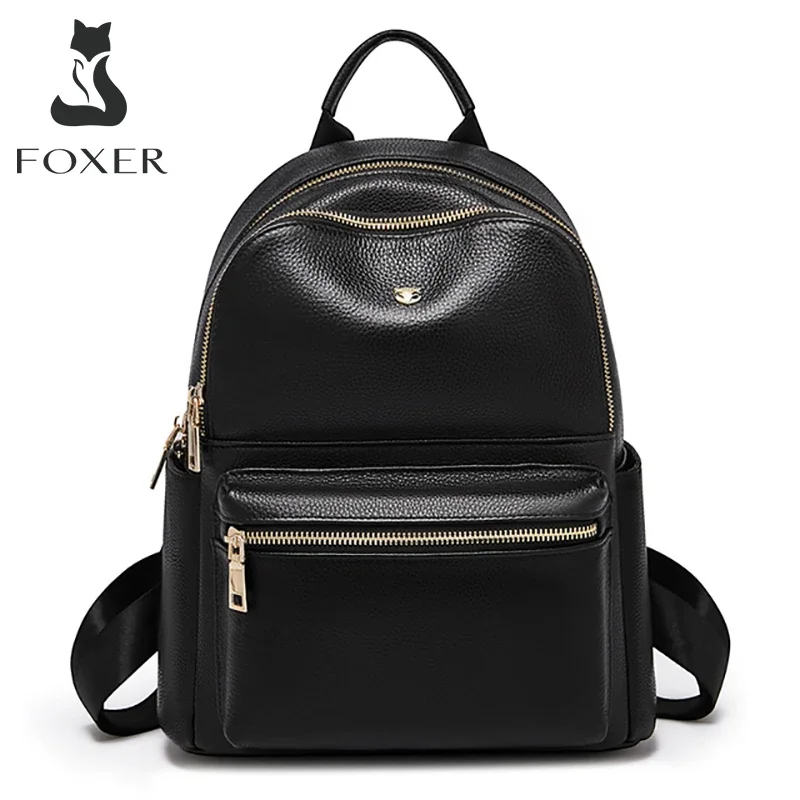 Рюкзак FOXER женский из спилковой кожи, простая Удобная Вместительная дорожная школьная сумка, мягкий ранец на плечо