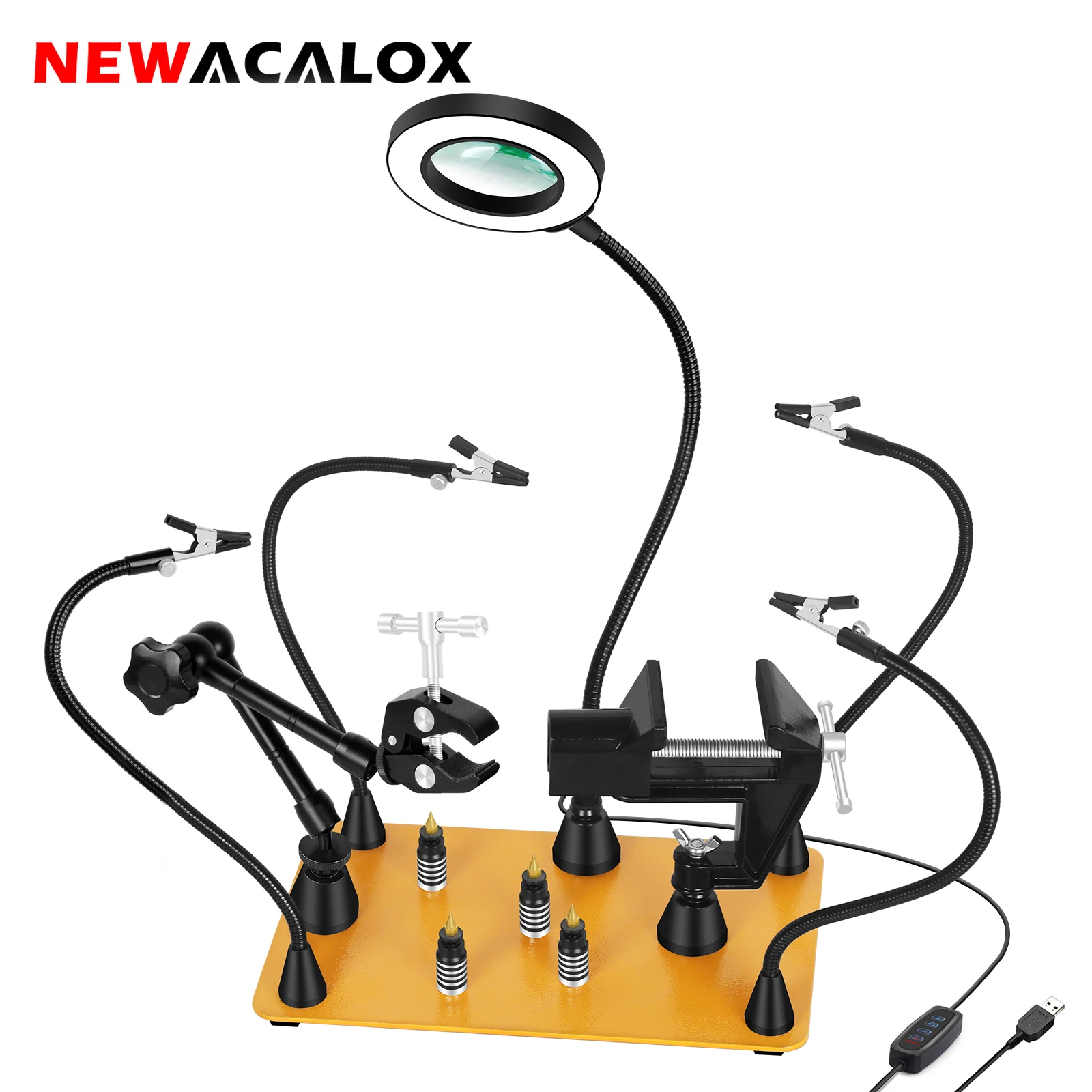 NEWACALOX магнитный гибкий ручной держатель для пайки печатных плат с вращающейся на 360 ° подставкой для горячего воздуха сварочный стенд