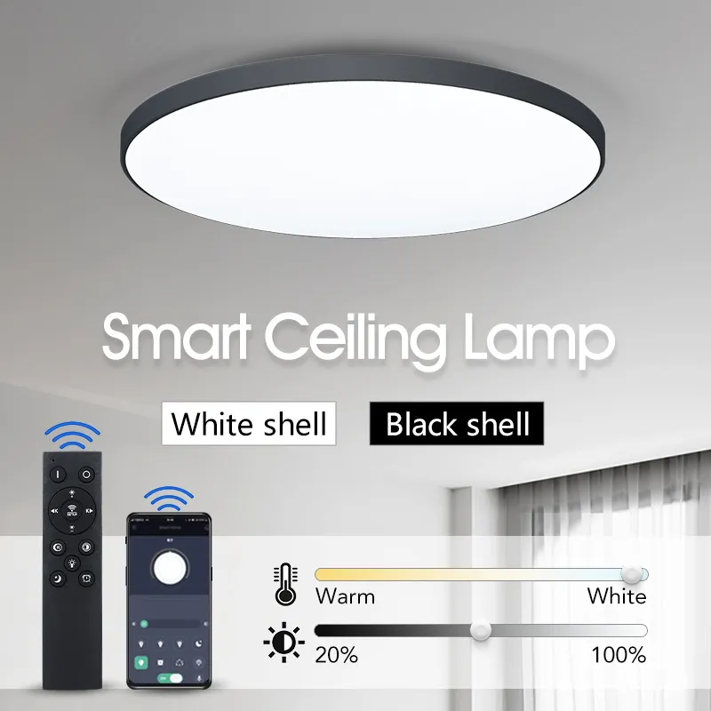 Лампа потолочная светодиодная, 220 В, дистанционное управление через приложение, для гостиной