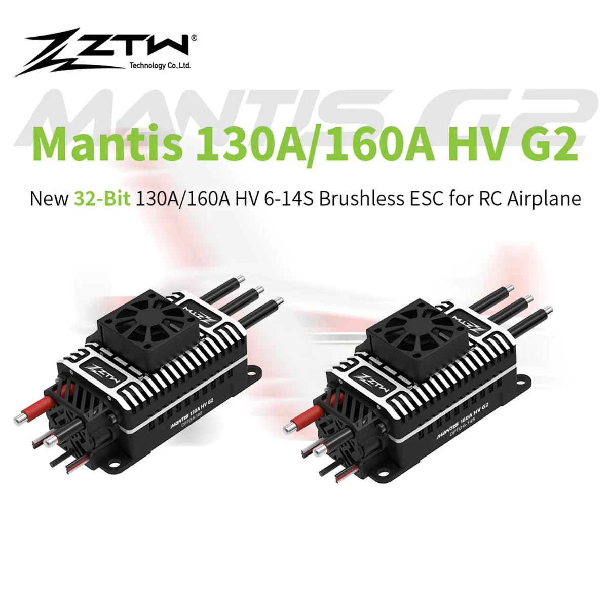 Обновленный 32-битный контроллер скорости ZTW Mantis G2 130A/160A HV ESC 6-14S для стандартного привода струйного вентилятора EDF с фиксированным крылом