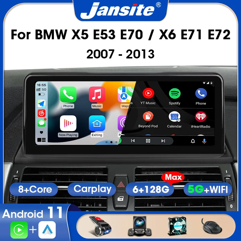 Автомобильная магнитола Jansite 2 Din Android 11 для BMW X5 E70 X6 E71 2007-2013 CCC CIC мультимедийный плеер Carplay автомобильное Стерео DVD головное устройство