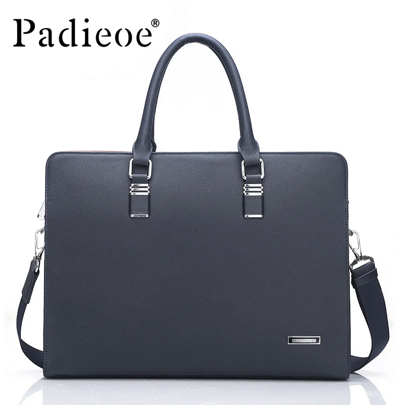 Роскошный брендовый мужской портфель Padieoe для ноутбука из натуральной кожи, модные мужские деловые сумки, повседневная кожаная сумка-месс