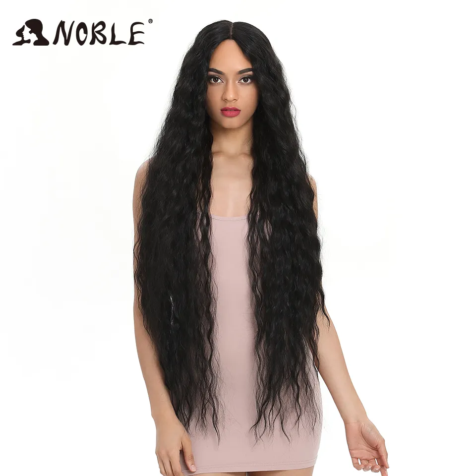Благородный синтетические парики для черный Для женщин длинные вьющиеся волосы 42 дюйма Косплэй блондинка ломбер Синтетические волосы на 