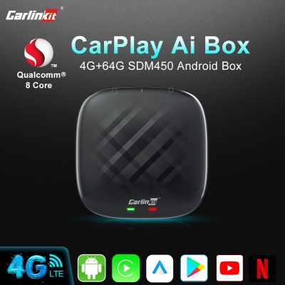 CarlinKit Carplay Ai Box TV Android V3 процессор Snapdragon 4 Гб + 64 Гб Беспроводная Автомобильная приставка Android 4G LTE Netflix потоковая приставка для автомобиля